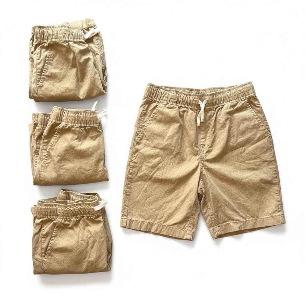 Boys Chino Shorts Lot 4 Size 10 Husky Khaki Pull On Cotton Childrens Place
